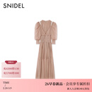 SNIDEL连衣裙女26春夏新品甜美束腰抽褶薄纱泡泡袖露肩SWFO261331 米色 S (0)