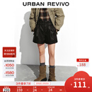 UR2025秋季新款女装复古PU超宽松高腰花苞短裤UYL650062 深棕色 M (M-L)