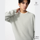 优衣库男装女装可机洗3D圆领针织衫/长袖毛衣毛衫482321 02 浅灰色 L