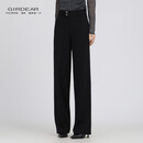 哥弟（GIRDEAR）女装裤子女裤轻职经典招牌面料简约百搭通勤显瘦垂感直筒裤110019 黑色 XL (5码)