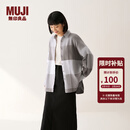 MUJI女式法兰绒衬衫领宽版长袖衬衫女士格子衬衣外套25年冬季女装 米色格纹 M （160/84A）