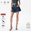IRO NIGHT 牛仔短裤高腰裙裤做旧法式轻奢甜酷24夏季新款 深牛仔蓝 XS