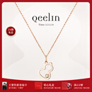 Qeelin情人节礼物麒麟官方Wulu系列18K玫瑰金镂空镶钻葫芦项链 玫瑰色18K金 均码