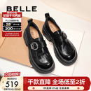百丽（Belle）张凌赫推荐黑巧乐福鞋女商场英伦风牛皮厚底小皮鞋E1Z1DAM6预售 黑色 38
