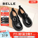 百丽（Belle）张凌赫推荐黑巧乐福鞋女商场英伦风牛皮厚底小皮鞋E1Z1DAM6预售 黑色 37