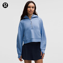lululemon丨Scuba 女士超宽松款半拉链连帽衫*拉绒 LW3HTPS 杂色学院蓝 线上专享 M /L