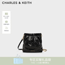 CHARLES&KEITH迷你菱格流浪包单肩斜挎双肩包包女包生日女神节礼物CK2-60782390 【S号】Black黑色 S