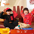 安踏儿童卫衣男童套头衫2026红色新年马年保暖加绒拜年服A52618739