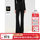 朗姿设计感气质微喇高腰西裤2025年春季新款职业通勤黑色西装裤女 黑色2 M