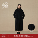 鄂尔多斯1980赵丽颖同款骆驼绒水纹呢立领黑色女装通勤驼绒大衣25秋冬 黑 M 165/84A
