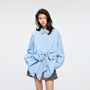 UOOYAA/乌丫2026春季新款「奇幻都市」蝴蝶结双面两穿衬衫 蓝色 S