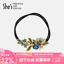 She's茜子梵高鸢尾手工滴油发绳渐变花朵双股皮筋头绳三八节礼物送女友