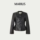 MARIUS  胎牛皮黑松露皮衣 黑色 S