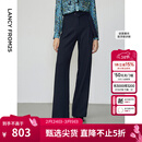 朗姿新款气质高腰显瘦通勤职业阔腿西装裤直筒春季新款长裤西裤女 暮色藏蓝色 M