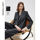 朗姿【海马体合作款】纯羊毛条纹西服/西裤/马甲通勤春新款高级感西装 深灰色西装 M