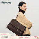 Fabrique 平纹牛皮配肩带双翻盖公文包 - 中号 棕色 M