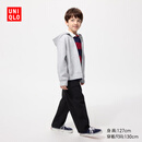 优衣库童装男童女童高弹力快干运动拉链连帽卫衣长袖运动衫483443 03 灰色 160