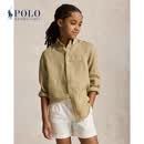 Polo Ralph Lauren 拉夫劳伦 男童 经典款亚麻衬衫RL43158 260-棕褐色  L