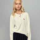 ELLE KIDS木代尔精棉撞色拼接针织衫女童春季新款圆领正肩套头轻薄上衣