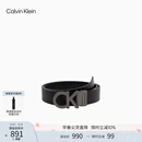 Calvin KleinJeans男士真皮商务休闲ck双面金属字母带头牛皮革腰带皮带礼物