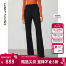 朗姿复古通勤高弹喇叭裤西裤冬季新款职业气质高腰女士西装裤长裤 夜幕黑色不加绒 S