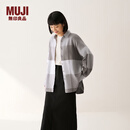 MUJI女式法兰绒衬衫领宽版长袖衬衫女士格子衬衣外套25年冬季女装 米色格纹 M （160/84A）