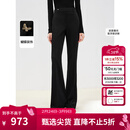 朗姿设计感气质微喇高腰西裤2025年春季新款职业通勤黑色西装裤女 黑色2 M