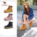 骆驼（CAMEL）【山越】工装靴女新潮厚底马丁靴 L25W076018 土黄(反绒皮) 36