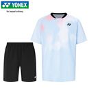 尤尼克斯（YONEX）羽毛球服短袖短裤时尚运动套装比赛训练团购1100126BCR珍珠蓝O