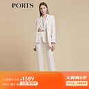 PORTS宝姿商场同款早春新款浅亚麻金两件套西装LD8J003PWQ073 亚麻浅金 M (6)