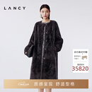 LANCY/朗姿2025冬季新款高端羊皮毛一体长款高级感气质中长款大衣女 深灰色 L