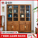 唐煌轩红木家具非洲鸡翅木（学名：非洲崖豆木）书柜实木书架玻璃柜博古柜中式展示柜收纳柜 梅兰竹菊书架一对