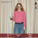 GREEN BELT100%绵羊毛针织开衫外套女修身长袖上衣学院