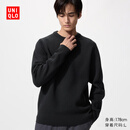 优衣库男装女装罗纹圆领针织衫/长袖毛衣毛衫481722 478548 481722/09黑色 L