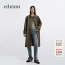 edition风衣外套女秋季新款衬衫领长款休闲风衣外套EBE3TRC008 K01军绿色 M