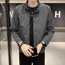 2026男士秋季新款宽松休闲外套韩版潮牌显瘦百搭夹克衫上衣男装 灰色 2XL 【建议体重120-150斤】
