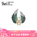 She's茜子发饰情人鸟刺绣羽翼抓夹后脑勺盘发鲨鱼夹女神节礼物送女友