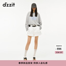 DZZIT地素短裤2026春季新款甜酷风卷边设计棉质收褶A字裤子女3K1QB021B 白色 XS
