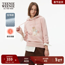 Teenie Weenie小熊女装卫衣冬季学院连帽简约休闲萌趣加绒保暖上衣 粉色 S (160)