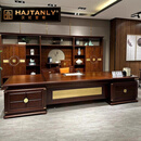 汉纪堂榆（HAJTANLY）实木老板桌办公桌乌金木大班台高端时尚总裁董事长新中式总裁桌 2.4米老板桌（北美白蜡木）