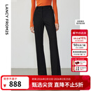 朗姿复古通勤高弹喇叭裤西裤冬季新款职业气质高腰女士西装裤长裤 黑色2加绒 M