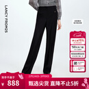 朗姿骐骥红阔腿弯刀裤高级西装裤轻职场通勤西裤25秋季新款 黑色 S