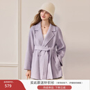 香影双面呢羊毛大衣女2025冬季新款呢子中长款高级感白色毛呢外套 紫色 S 155/80A/85-95斤