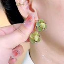 【女神节福利】猫眼石花篮耳环小众高级感2026爆款轻奢耳钉洋气 碧绿色猫眼石镶钻提篮耳扣【礼盒款】