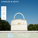 CHARLES&KEITH鳄鱼纹凯莉包手提斜挎婚包包女包生日女神节礼物CK2-50270880-1 Ivory象牙色 S