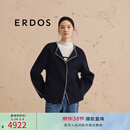 ERDOS 宽松廓形外套简约优雅时尚羊绒双面毛呢女毛呢短外套 水墨蓝 M 165/84A