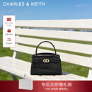 CHARLES&KEITH鳄鱼纹凯莉包手提斜挎婚包包女包生日情人节礼物CK2-50270880-1 Black黑色 S