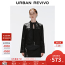 UR2025秋季新款女流光风潮流机车立领拉链短款皮衣UWJ150061 黑色 M