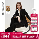 朗姿纯羊毛高级感修身黑色职业正装气质西服外套2025春新款西装女 黑色2 M
