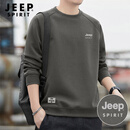 JEEP SPIRIT吉普卫衣男春季圆领长袖T恤男宽松套头上衣修身打底衫男装XL